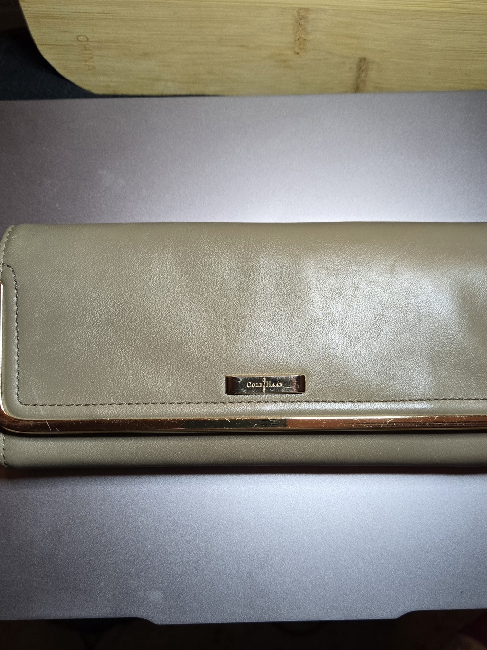 Cole Haan Taupe Leather Clutch Wallet - Timeless Elegance & Functional Design